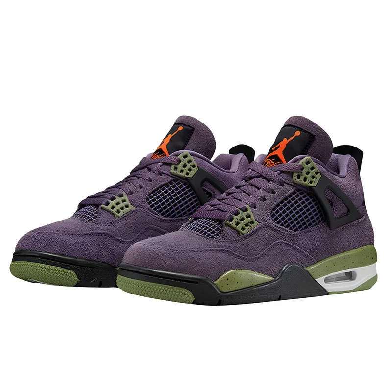 Jordan 4 Retro Canyon Purple u kombinaciji ljubičaste i zelene boje, fotografija 3 od 5