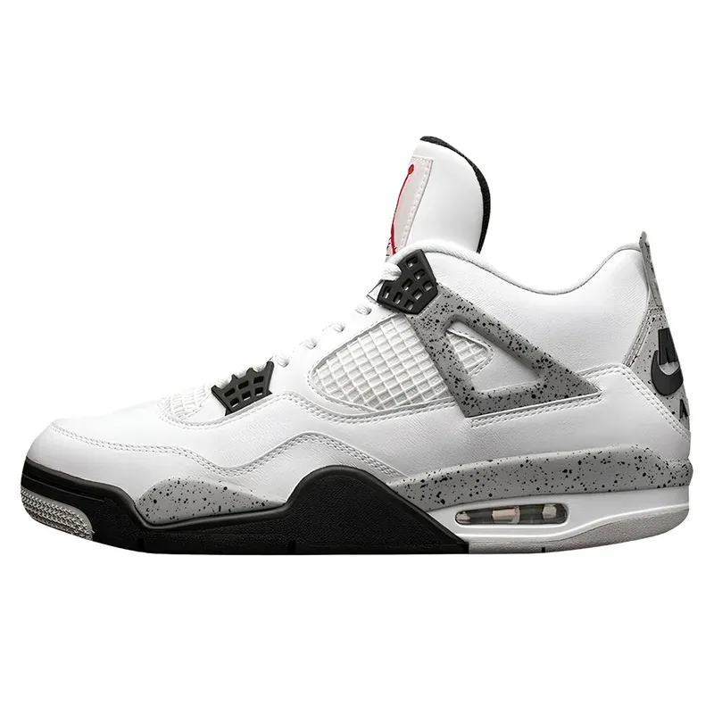 Jordan 4 Retro White Cement u kombinaciji bele i sive boje — bočni pogled