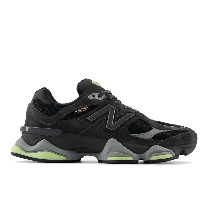 New Balance 9060 Cordura Dry Lime u kombinaciji crne i zelene boje — bočni pogled