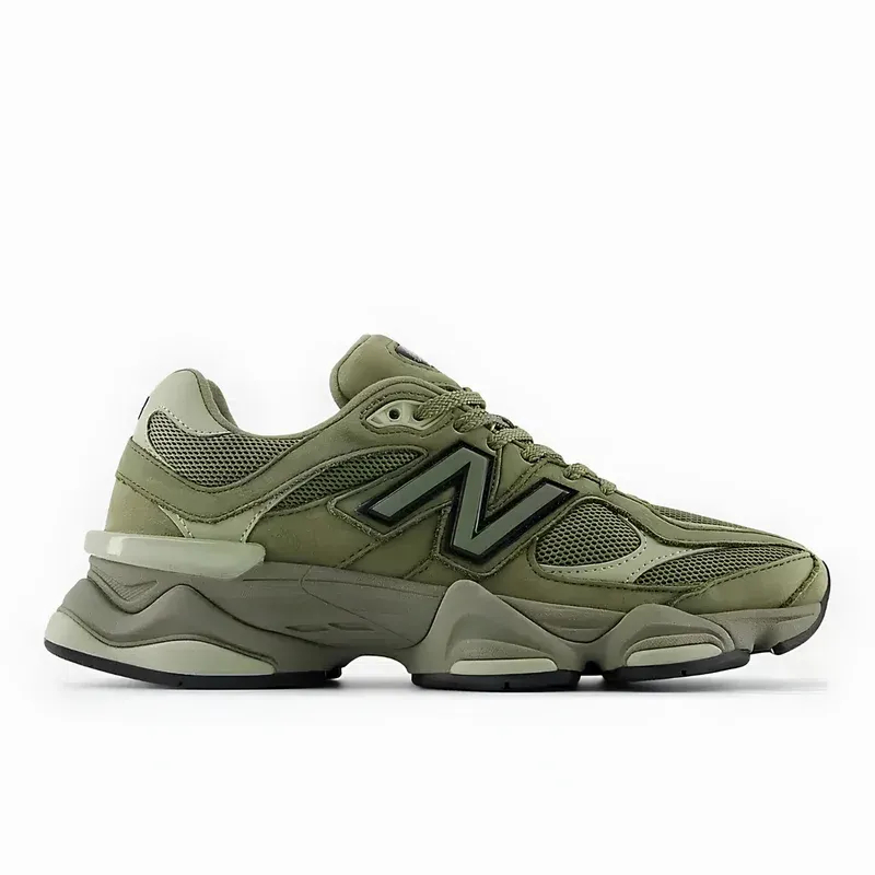 New Balance 9060 Dark Olivine u zelenoj boji — bočni pogled