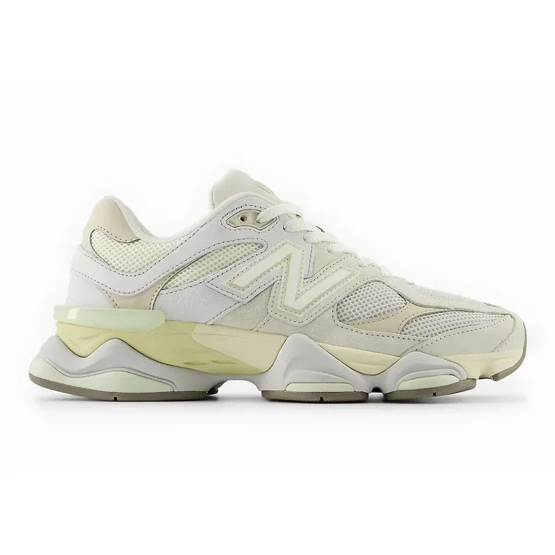 New Balance 9060 Mineral Grey Matter u kombinaciji bele i bež boje — bočni pogled