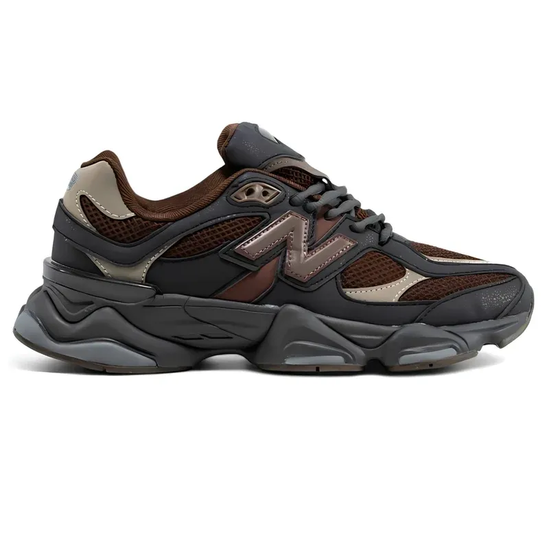 New Balance 9060 Phantom Rich Oak Mushroom u kombinaciji crne i braon boje — bočni pogled