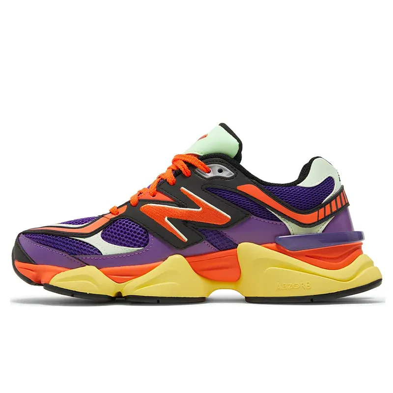 New Balance 9060 Prism Purple Vibrant Spring u kombinaciji ljubičaste i narandžaste boje, fotografija 2 od 5