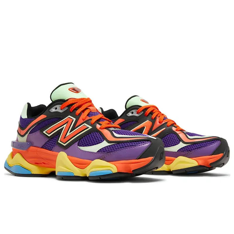 New Balance 9060 Prism Purple Vibrant Spring u kombinaciji ljubičaste i narandžaste boje, fotografija 3 od 5