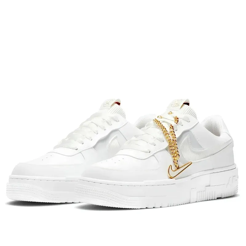 Nike Air Force 1 Pixel White Gold Chain u kombinaciji bele i žute boje, fotografija 3 od 6