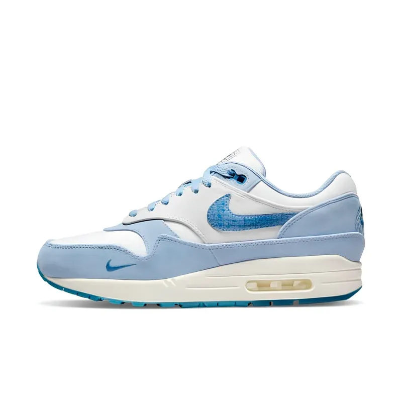Nike Air Max 1 Premium Blueprint u kombinaciji plave i bele boje — bočni pogled