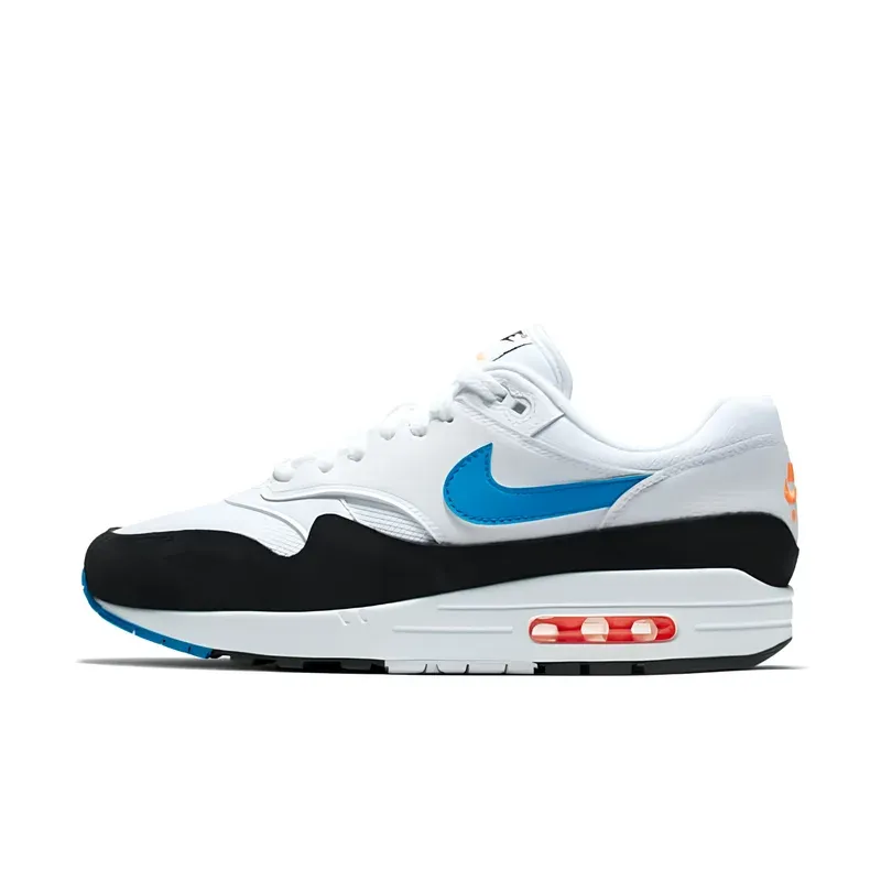 Nike Air Max 1 White Photo Blue Black u kombinaciji bele i plave boje — bočni pogled