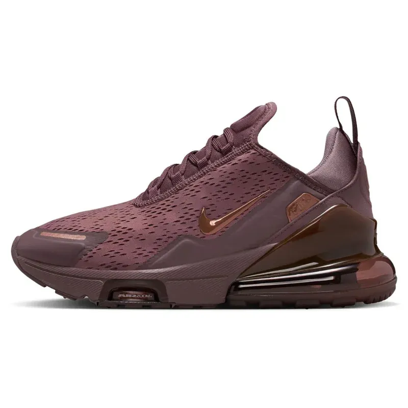 Nike Air Max 270 Premium Metallic Red Bronze u kombinaciji crvene i braon boje — bočni pogled