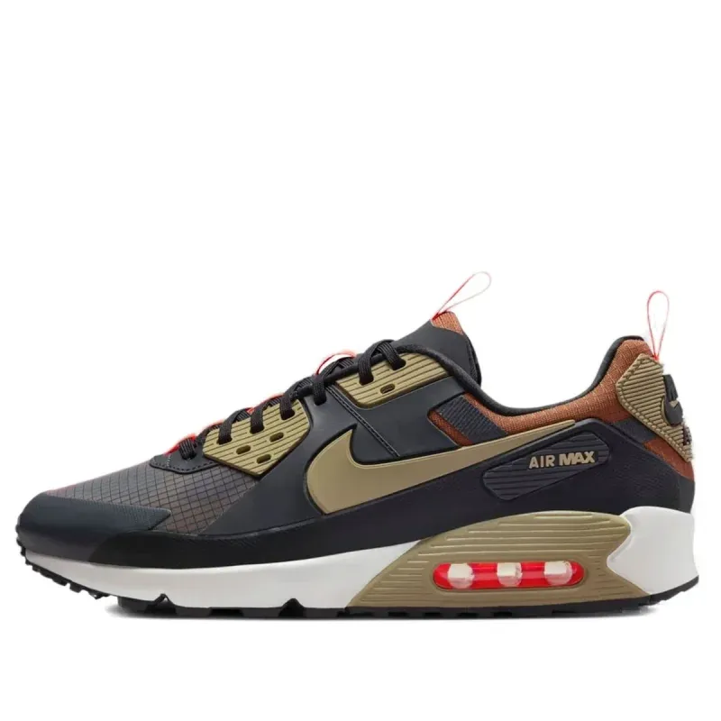 Nike Air Max 90 Drift Dark Smoke Grey Khaki u kombinaciji sive i braon boje — bočni pogled
