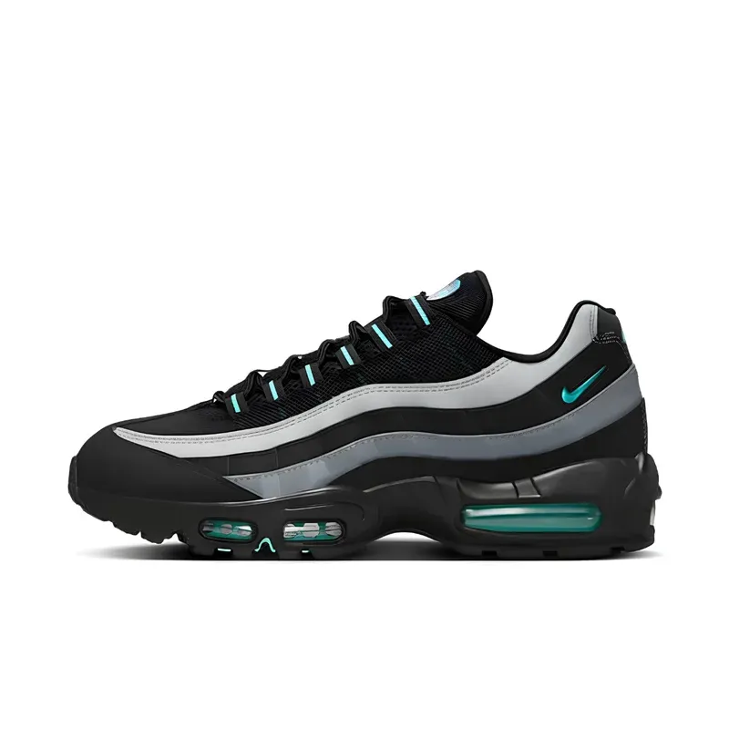 Nike Air Max 95 Black Aurora Green u kombinaciji crne i sive boje — bočni pogled