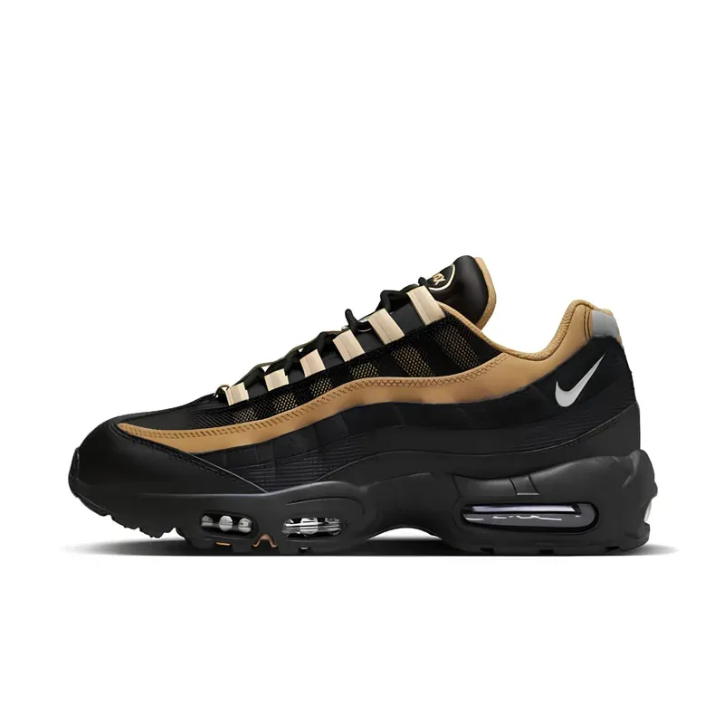 Nike Air Max 95 Black Elemental Gold u kombinaciji crne i bež boje — bočni pogled