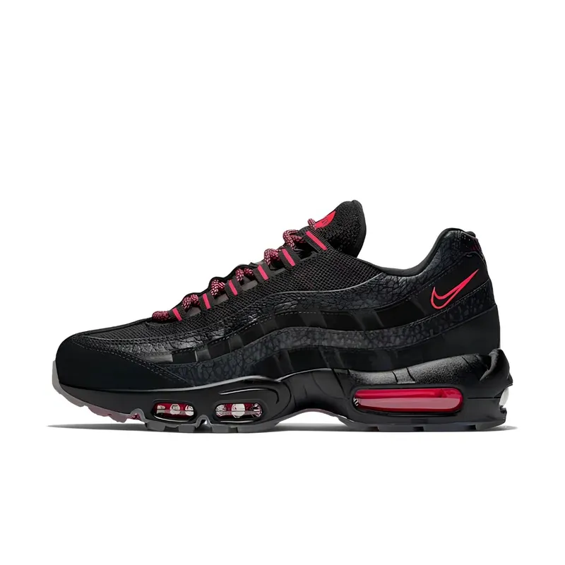 Nike Air Max 95 Safari Black Infrared u kombinaciji crne i crvene boje — bočni pogled