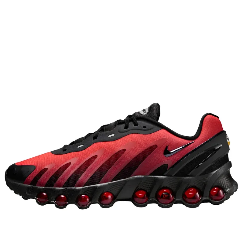 Nike Air Max DN8 Black Bright Crimson u kombinaciji crvene i crne boje — bočni pogled