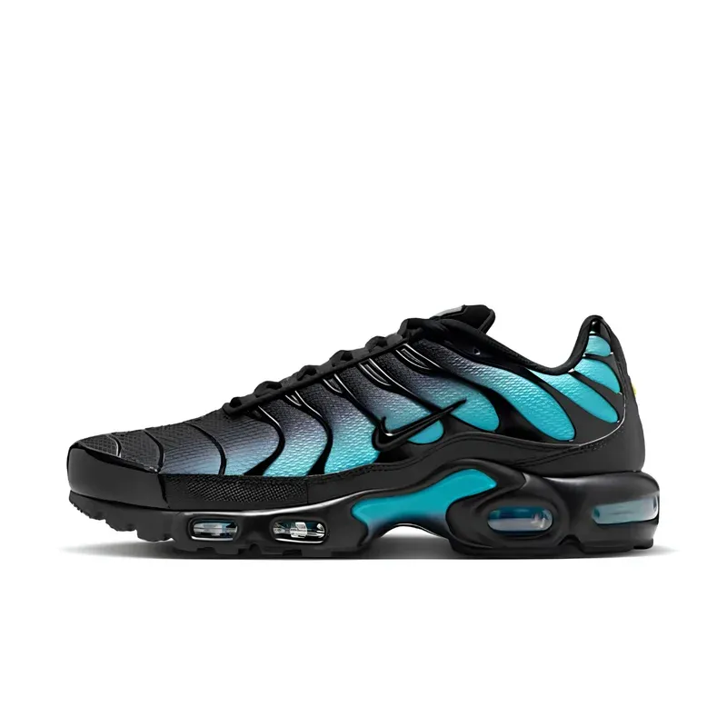 Nike Air Max Plus TN Black Dusty Cactus u kombinaciji crne i plave boje — bočni pogled