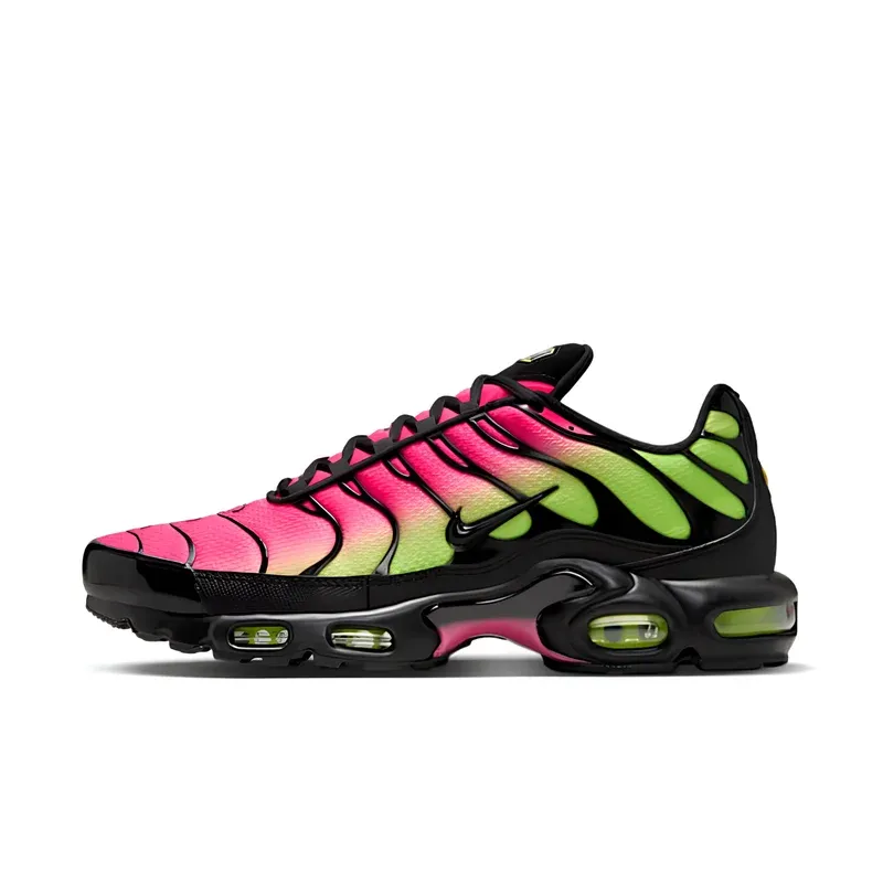 Nike Air Max Plus TN Hyper Pink Volt u kombinaciji roze i zelene boje — bočni pogled