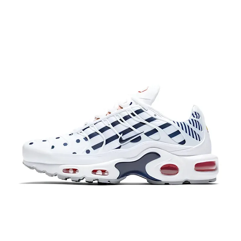 Nike Air Max Plus TN Unite Totale u kombinaciji bele i plave boje — bočni pogled