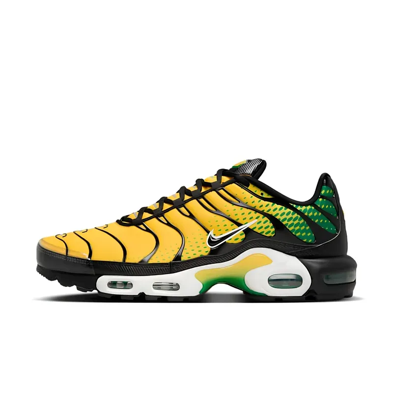 Nike Air Max Plus TN Varsity Maize Pine Green u kombinaciji žute i zelene boje — bočni pogled