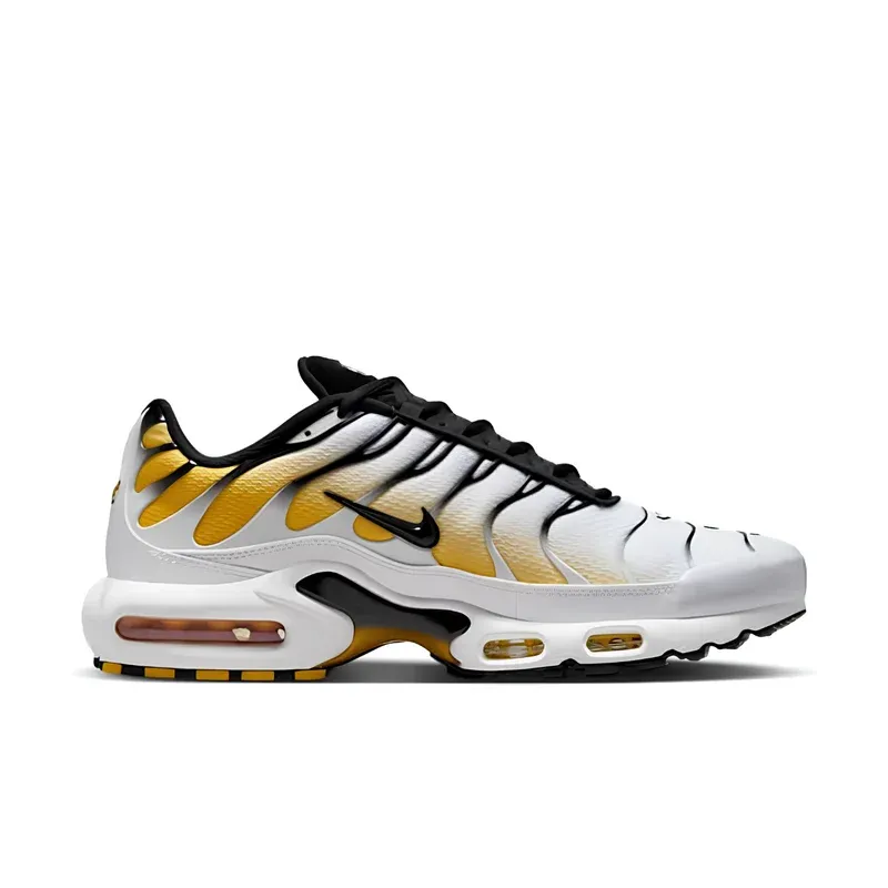 Nike Air Max Plus TN White Varsity Maize Black u kombinaciji bele i žute boje, fotografija 2 od 6