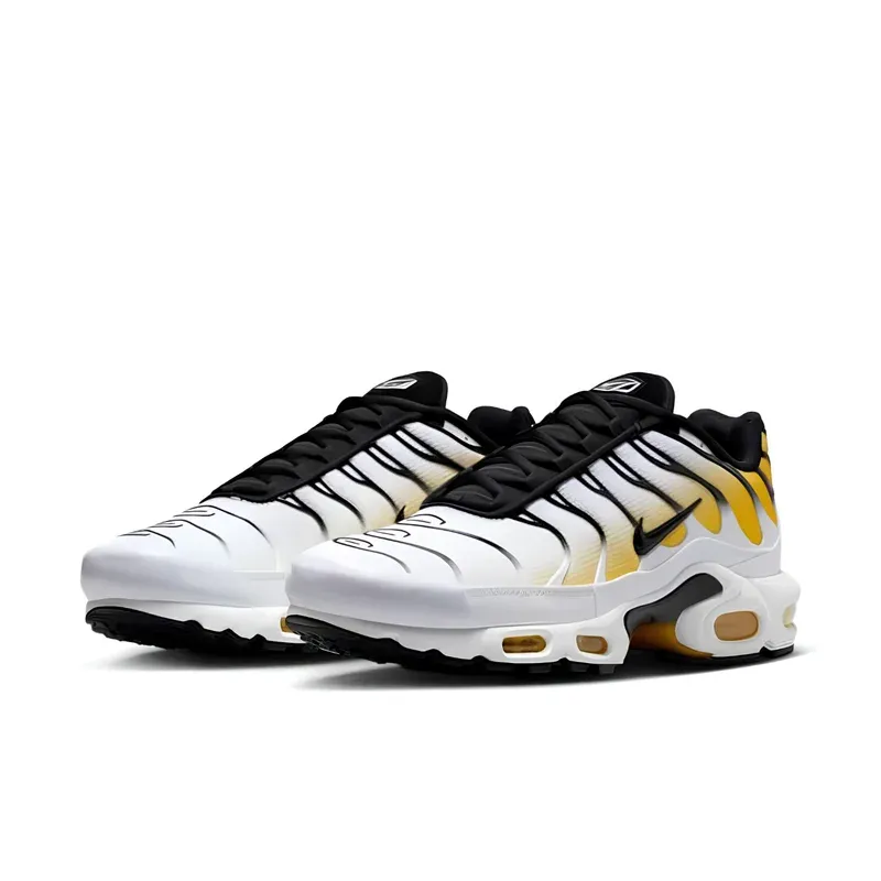 Nike Air Max Plus TN White Varsity Maize Black u kombinaciji bele i žute boje, fotografija 3 od 6