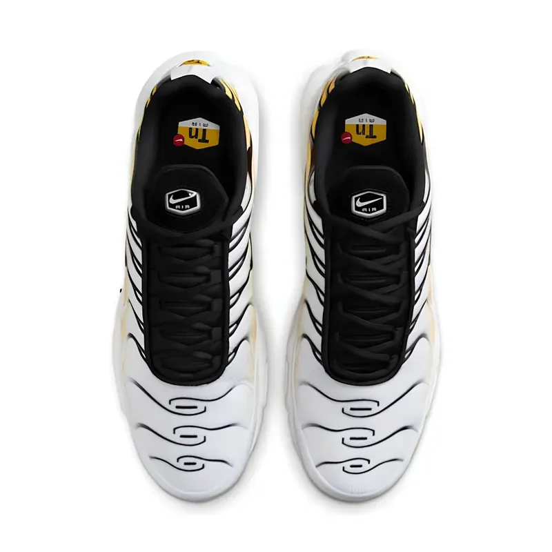 Nike Air Max Plus TN White Varsity Maize Black u kombinaciji bele i žute boje, fotografija 5 od 6
