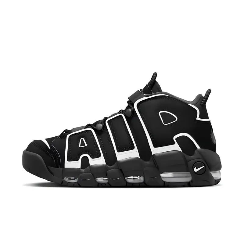 Nike Air More Uptempo '96 Black & White u kombinaciji crne i bele boje — bočni pogled