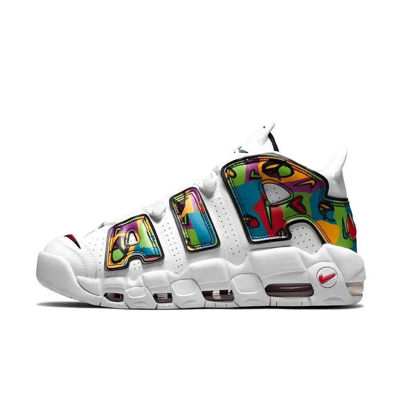 Nike Air More Uptempo Peace Love Swoosh u beloj boji — bočni pogled