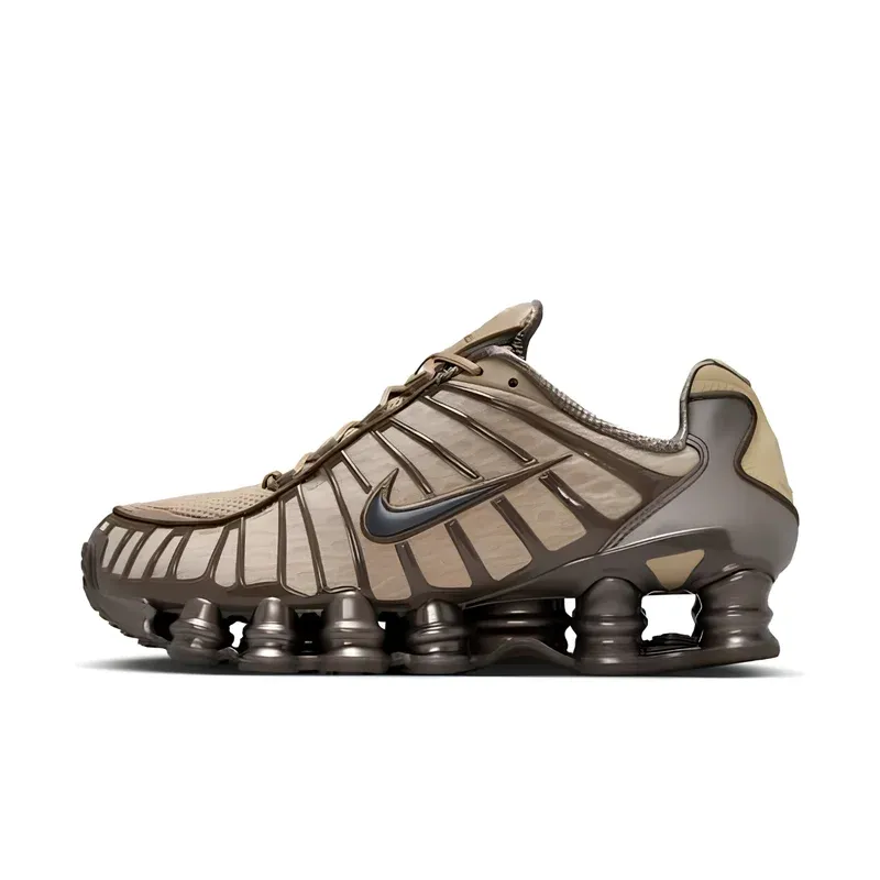 Nike Shox TL Khaki Ironstone Off Noir u kombinaciji bež i braon boje — bočni pogled