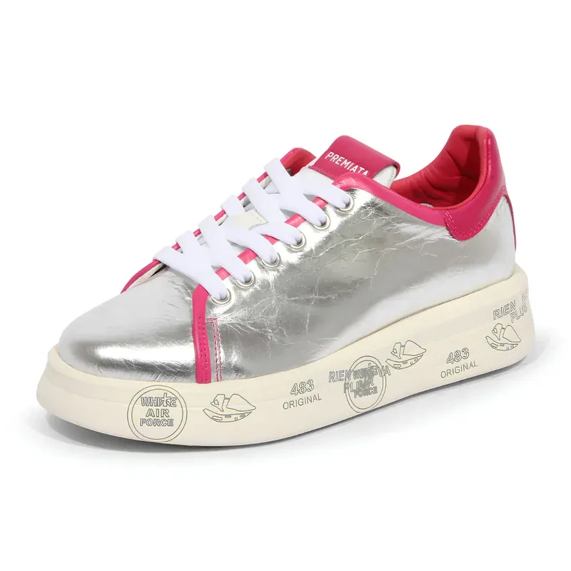 Premiata Belle Vintage Effect u kombinaciji sive i roze boje — bočni pogled